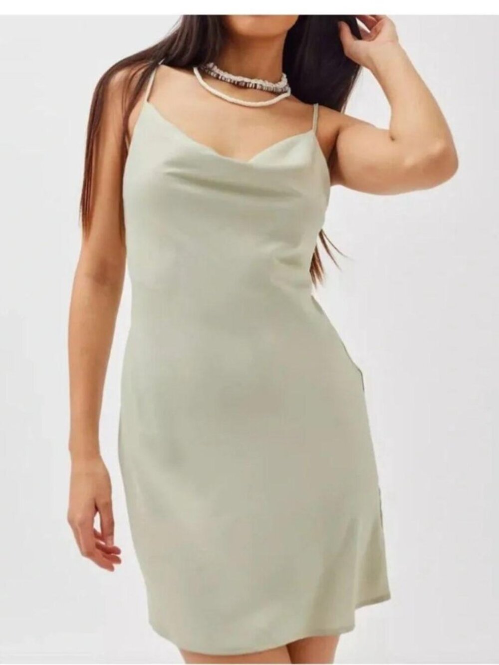 Urban Outfitters Sage Green Mallory Slip Dress, size XS, Cow Neck